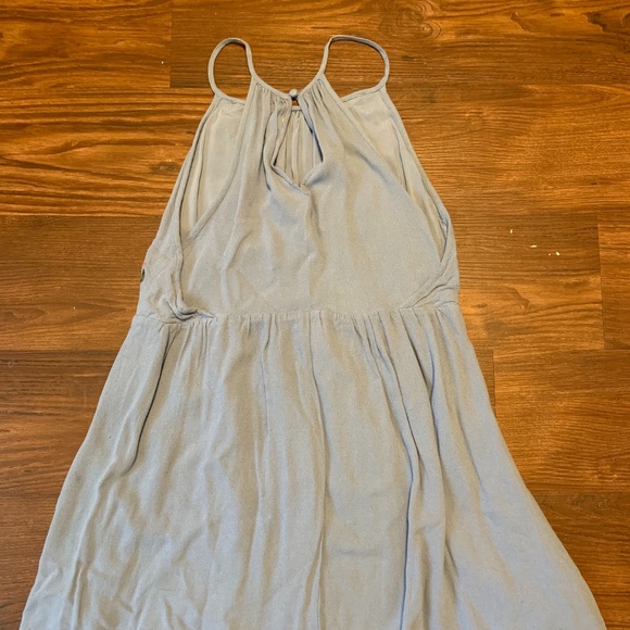 Blue Halter Dress with Floral Details - Picture 3 of 4